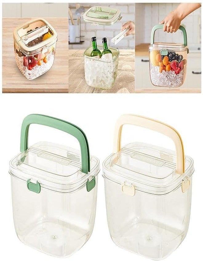 Kresal Ice Buckets for Parties, Ice Bucket Transparent Thickened Great Seal, Large Capacity Ice Cube Storage with Handle Picnic Ice Cube Box - Multicolor - Image 4