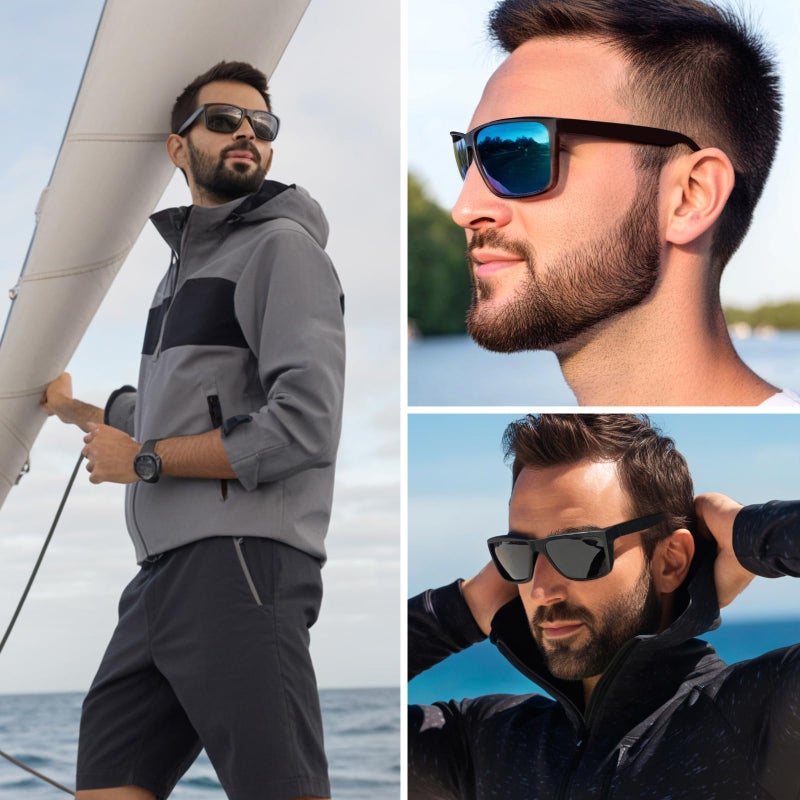 MAXJULI XL Z87 Sunglasses for Big Wide Heads Men TR90 Ultralight UV400 Protection Glasses 8108 (Black/Clear) - Image 3