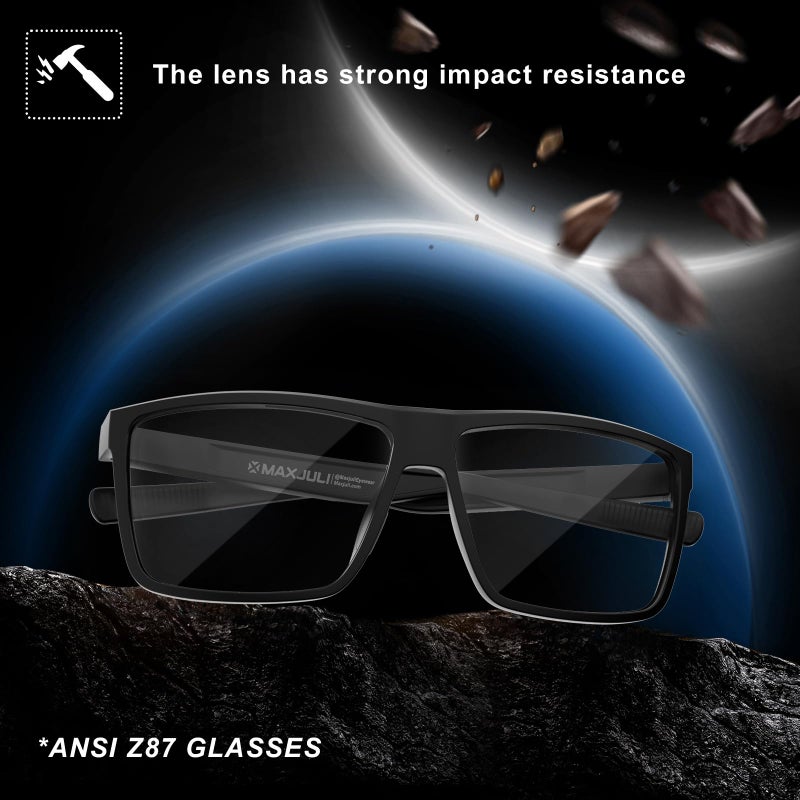MAXJULI XL Z87 Sunglasses for Big Wide Heads Men TR90 Ultralight UV400 Protection Glasses 8108 (Black/Clear) - Image 5