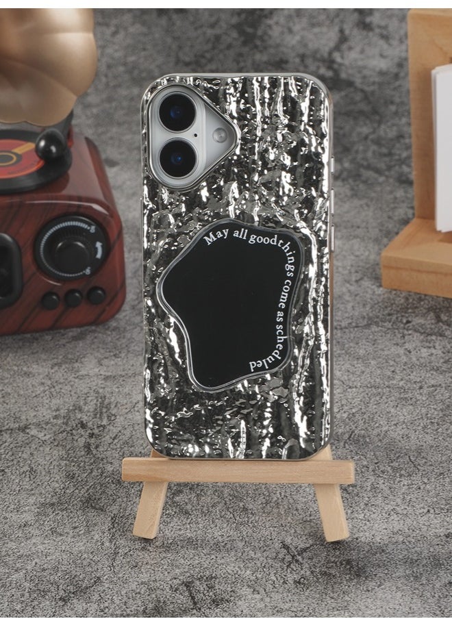 ShebSheb Rock Texture Phone Case for iPhone 16 with Makeup Mirror  - Image 1