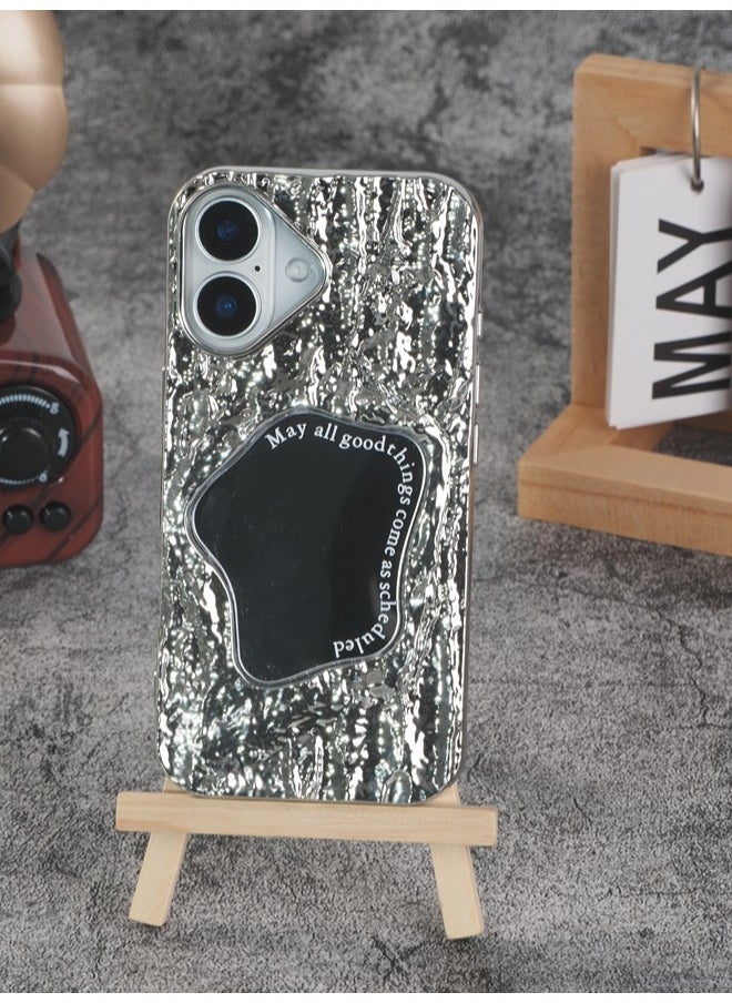 ShebSheb Rock Texture Phone Case for iPhone 16 with Makeup Mirror  - Image 2