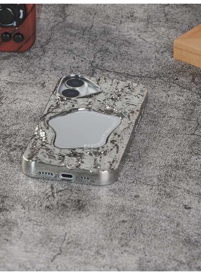 ShebSheb Rock Texture Phone Case for iPhone 16 with Makeup Mirror  - Image 4