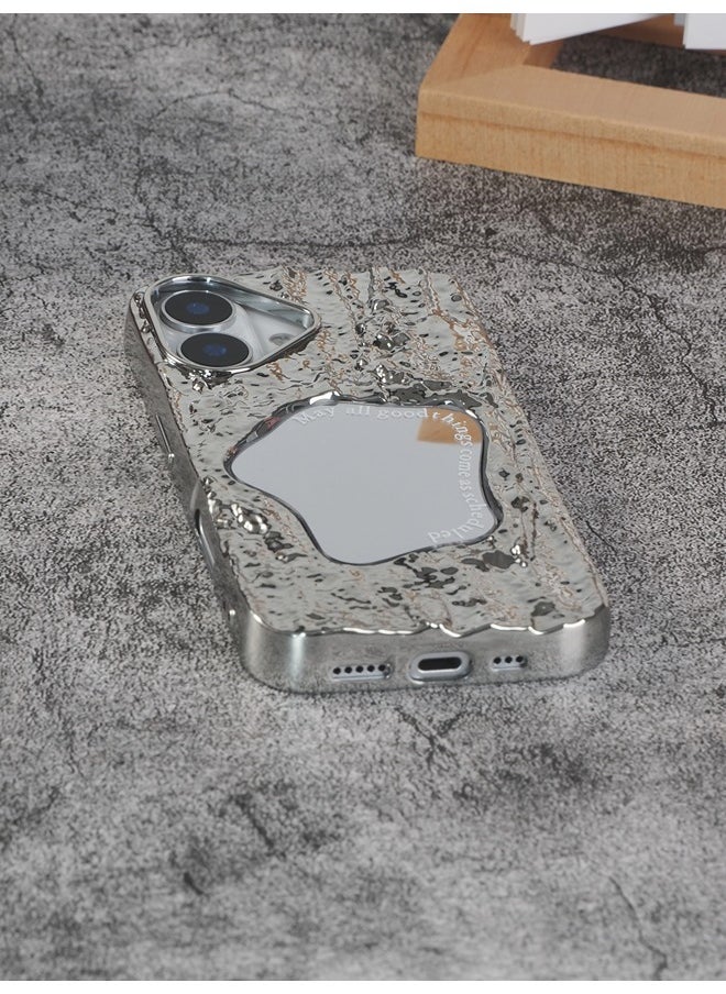 ShebSheb Rock Texture Phone Case for iPhone 16 with Makeup Mirror  - Image 5