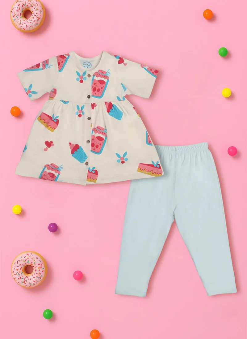 Nautinati Nautinati Multicolour Printed Top And Leggings Set For Girls