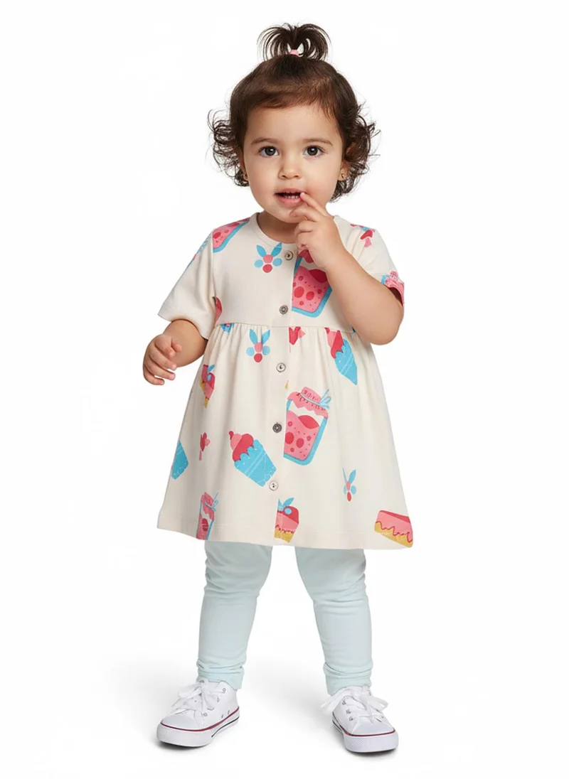 Nautinati Nautinati Multicolour Printed Top And Leggings Set For Girls