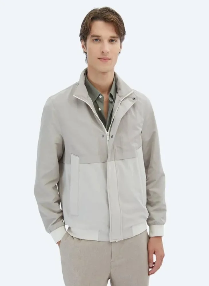 Kip Beige Regular Fit Hidden Hood Casual Weaving Coat