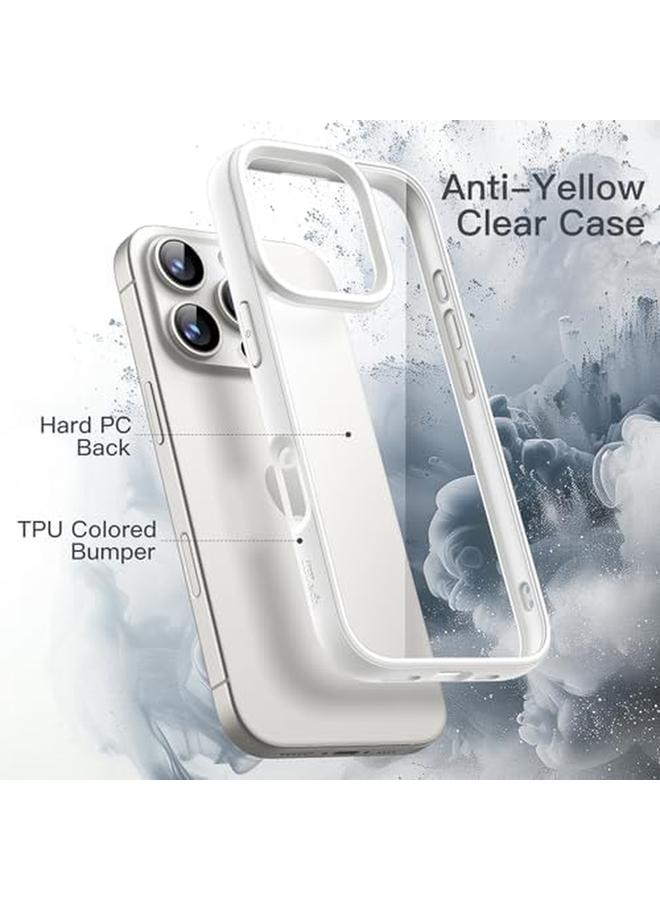 جي تيك جراب لهاتف iPhone 16 Pro Max مقاس 6.9 بوصة، غطاء ممتص للصدمات بلون سادة غير لامع مصنوع من مادة TPU ومضاد للخدش وظهر شفاف باللون الأبيض - Image 3
