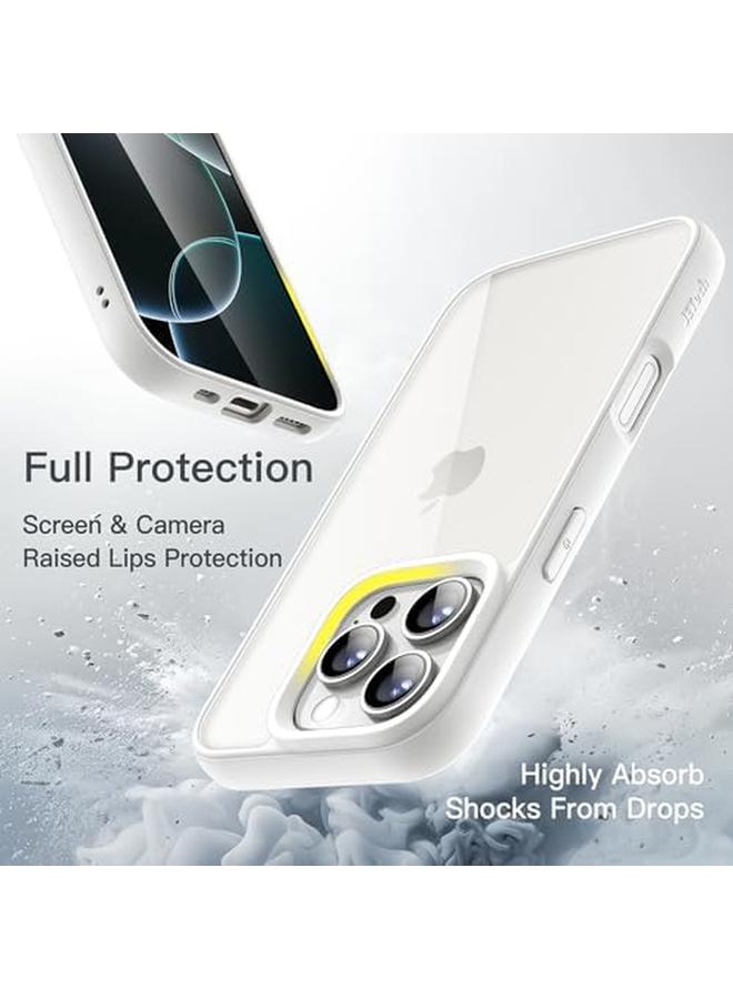 جي تيك جراب لهاتف iPhone 16 Pro Max مقاس 6.9 بوصة، غطاء ممتص للصدمات بلون سادة غير لامع مصنوع من مادة TPU ومضاد للخدش وظهر شفاف باللون الأبيض - Image 4