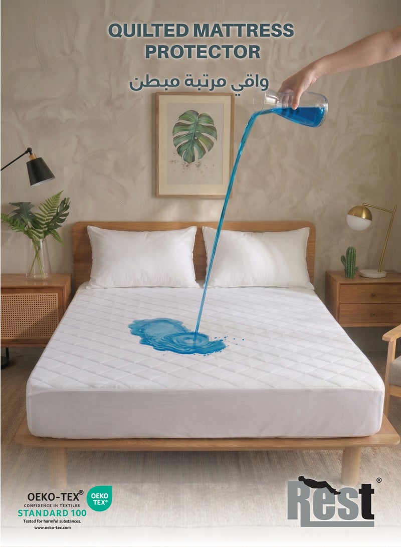 Rest Quilted Thickened Waterproof King Mattress Protector - 180x200+35cm - Image 2