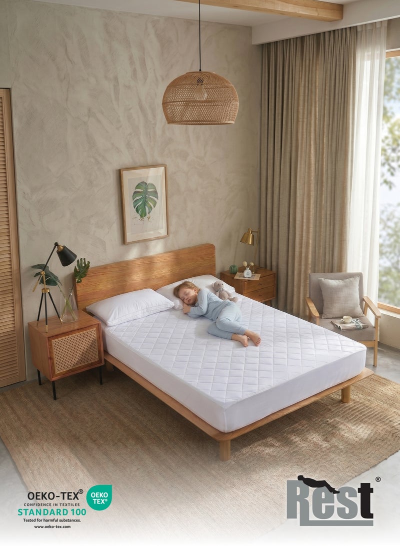 Rest Quilted Thickened Waterproof King Mattress Protector - 180x200+35cm - Image 3