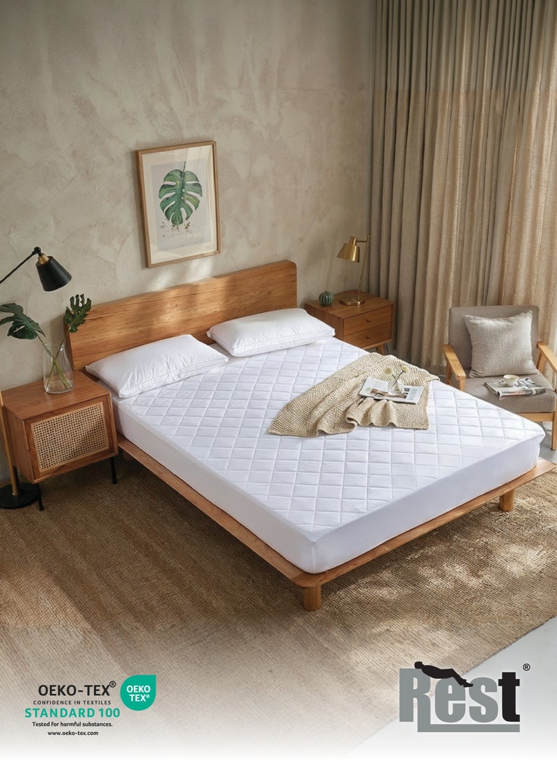 Rest Quilted Thickened Waterproof King Mattress Protector - 180x200+35cm - Image 1