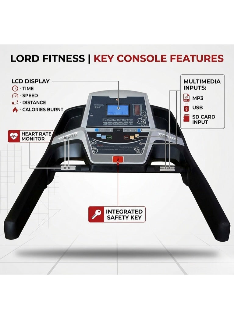 Marshal Fitness PKT-170-4 LCD Display Low Noise 3.5 HP DC Motor Manual Incline Foldable Treadmill With Massager For Home Use - Image 4
