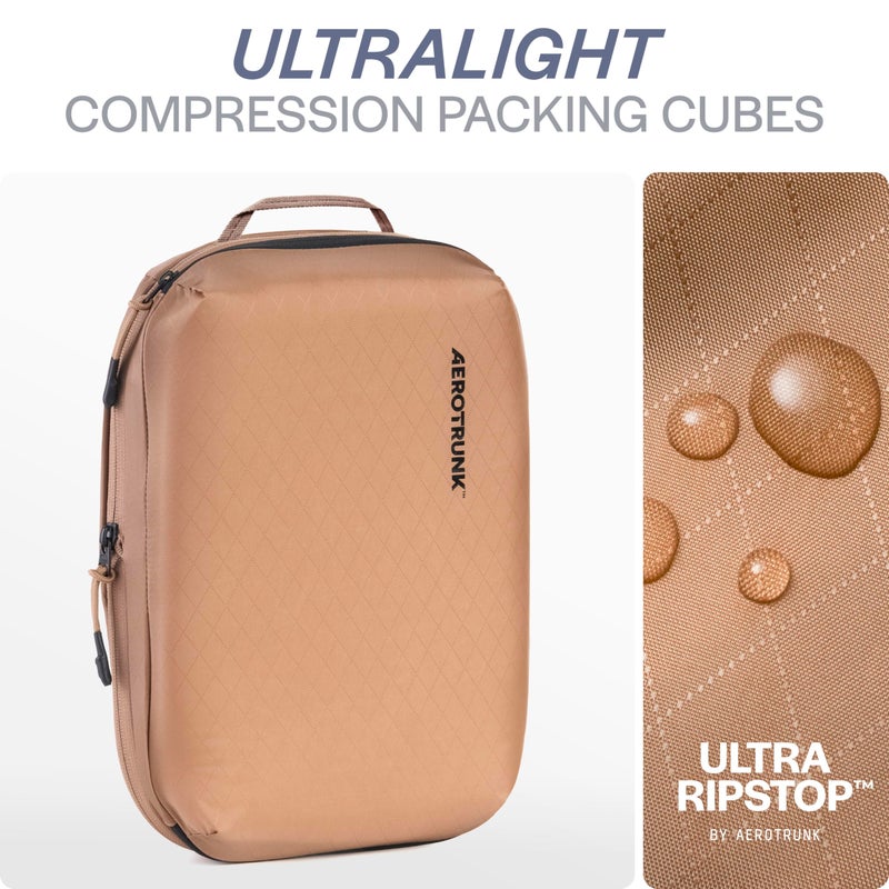 Aerotrunk Ultralight Compression Packing Cubes - Lightweight Travel Organizers for Suitcases and Luggage (6-Pack, Mocha) - Image 4