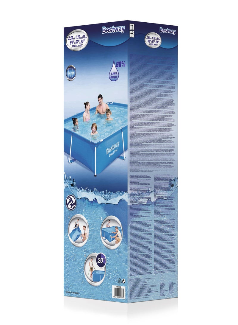 Bestway Rectangular Pool Steel Pro 259x170x61cm | Family  Swimming Pool | Above Ground Pool | Backyard Pool | Steel Framed Pool | Summer Fun with Friends and Family - Image 3