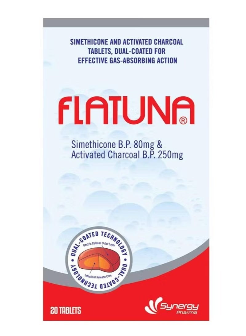 فلاتونا أقراص فعالة مزدوجة الغلاف لامتصاص الغازات، 20 قرصًا - Image 1