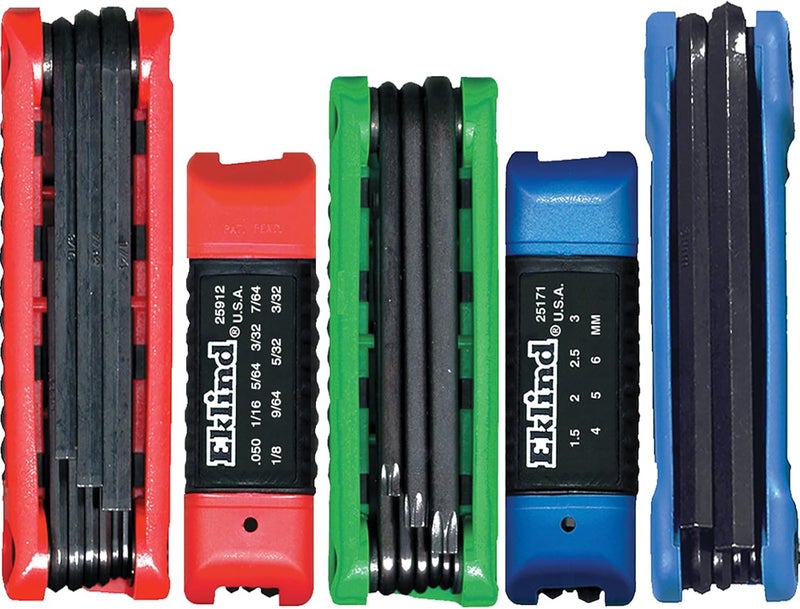 EKLIND 25036 Ergo-Fold Fold-up Hex Key Allen Wrench Combo - Inch/MM/TORX Star (5 Sets, 36 Pieces)