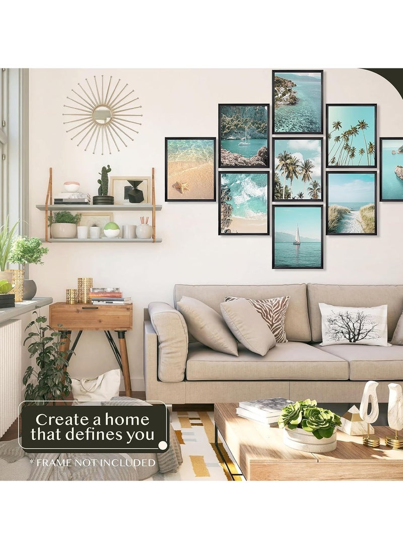 Today Idea Coastal Wall Art Set of- 9 pcs | Tropical Beach Posters & Palm Tree Prints, Ocean Summer Artwork for Bedroom, Living Room, Dressing Room & Office Decor 8x10 inch Unframed - Image 2