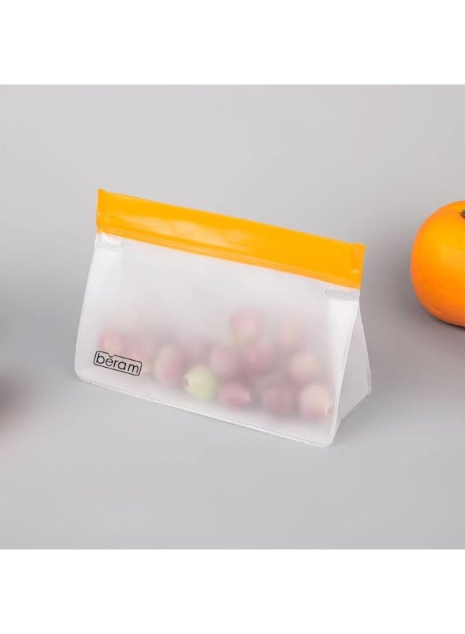 بيرام أكياس تخزين قابلة لإعادة الاستخدام من بيرام عبوة كبيرة 3 قطع حافظة ستاندنغ شبيهة بزيبلوك آمنة لغسالة الصحون مانعة للتسرب خالية من مادة BPA مصنوعة من مادة PEVA آمنة للفريزر مناسبة للغداء والسندويشات آمنة للطعام ومناسبة للرحلات والسفر - Image 2