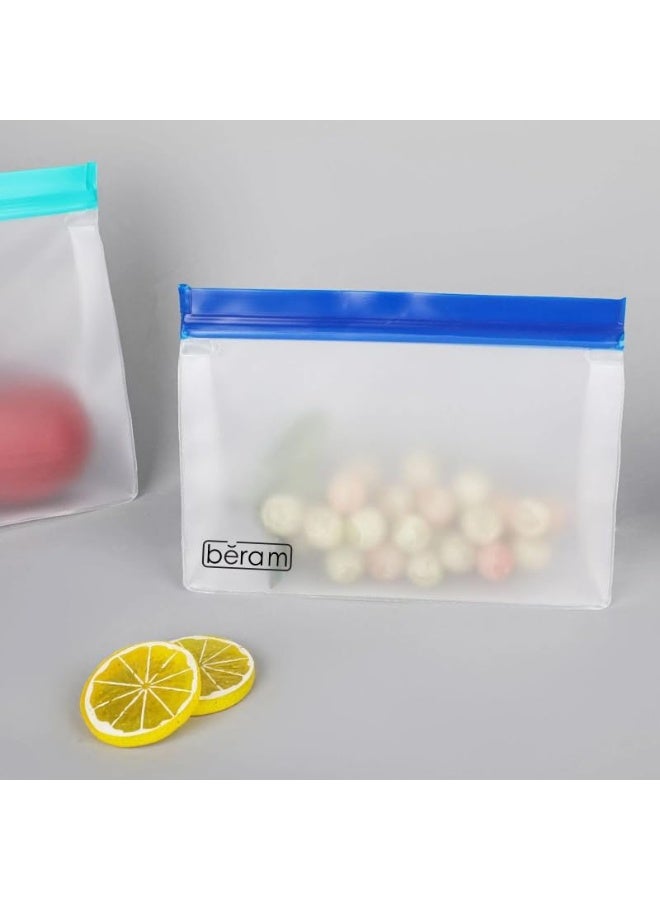 بيرام أكياس تخزين قابلة لإعادة الاستخدام من بيرام عبوة كبيرة 3 قطع حافظة ستاندنغ شبيهة بزيبلوك آمنة لغسالة الصحون مانعة للتسرب خالية من مادة BPA مصنوعة من مادة PEVA آمنة للفريزر مناسبة للغداء والسندويشات آمنة للطعام ومناسبة للرحلات والسفر - Image 4