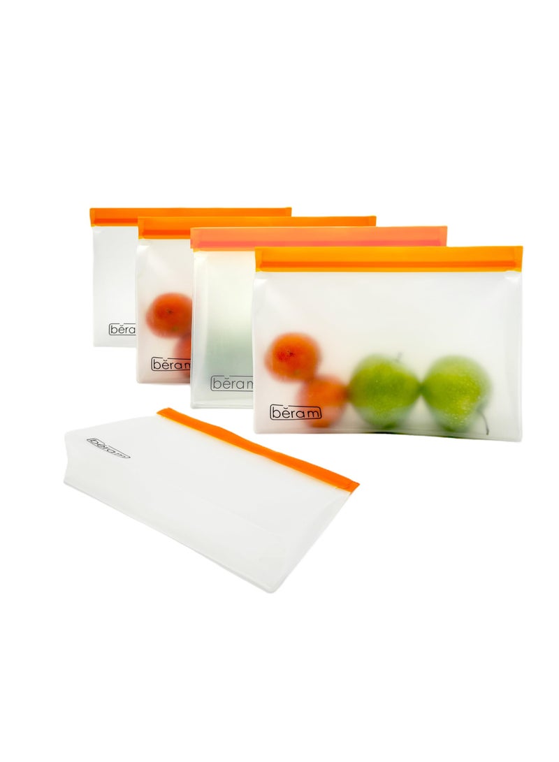 بيرام أكياس تخزين قابلة لإعادة الاستخدام من بيرام عبوة كبيرة 3 قطع حافظة ستاندنغ شبيهة بزيبلوك آمنة لغسالة الصحون مانعة للتسرب خالية من مادة BPA مصنوعة من مادة PEVA آمنة للفريزر مناسبة للغداء والسندويشات آمنة للطعام ومناسبة للرحلات والسفر - Image 5