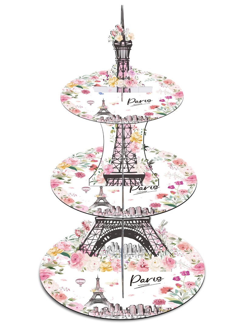 Keluna Paris Themed Party Decorations - 3 Tier Cupcake Stand Eiffel Tower Paris Party Decorations Macaron Dessert Holders Women Birthday Supplies - Image 1
