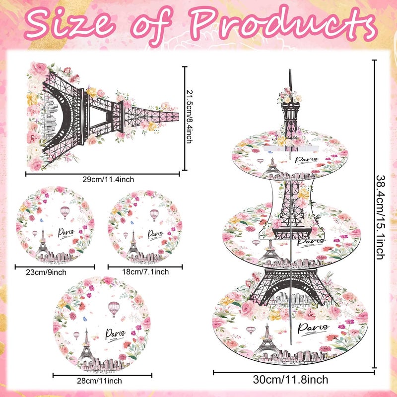 Keluna Paris Themed Party Decorations - 3 Tier Cupcake Stand Eiffel Tower Paris Party Decorations Macaron Dessert Holders Women Birthday Supplies - Image 2