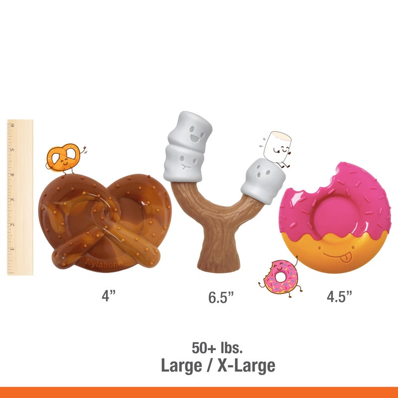 Nylabone Power Chew Toy Bundle, Cute Dog Toys for Aggressive Chewers, Bacon Glazed, Toasted Marshmallow, and Peanut Butter Flavors, Large Dogs - Up to 50 lbs, 3 Pack - Image 5