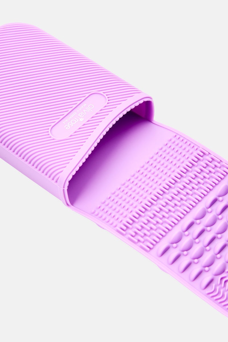 Olivia Rose Makeup Cleaning Pad And Brush Holder, Purple - Image 4