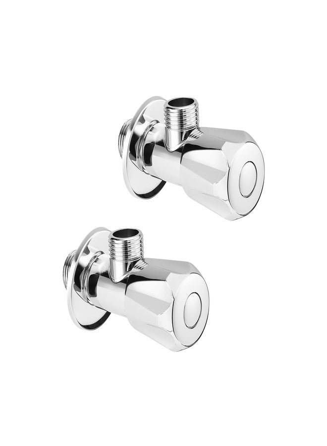Orvos Angle Valve, Hexagonal, Premium 304 Stainless Steel Chrome Plated Body with Full Brass Cartridge Inside, Set of 2, for Hot & Cold Supply to Geysers, Sinks, Basins and Flush Tanks - Image 1
