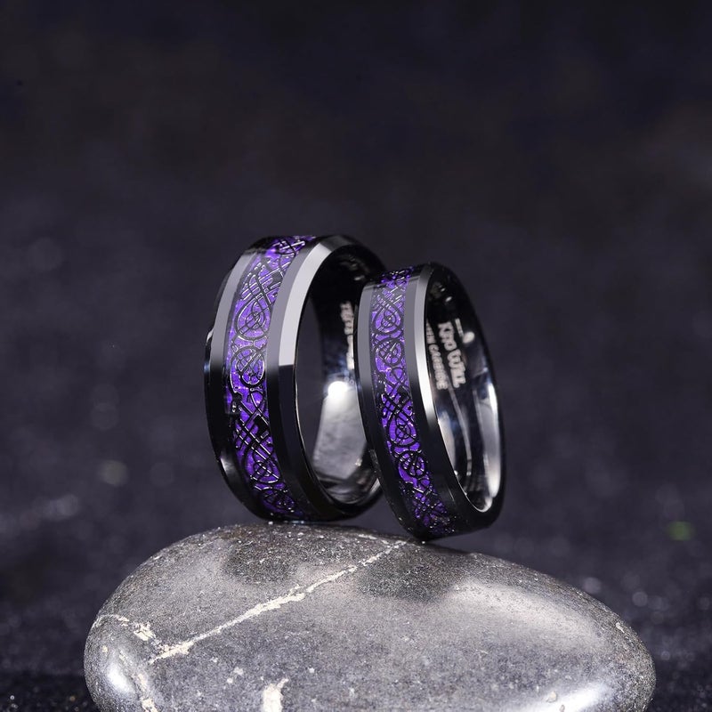 King Will Men's Dragon Celtic Tungsten Ring, 5/6/7/8mm Widths, Polished Beveled Edge Comfort Fit Carbide Wedding Band Promise Rings Size 4-16 - Image 3