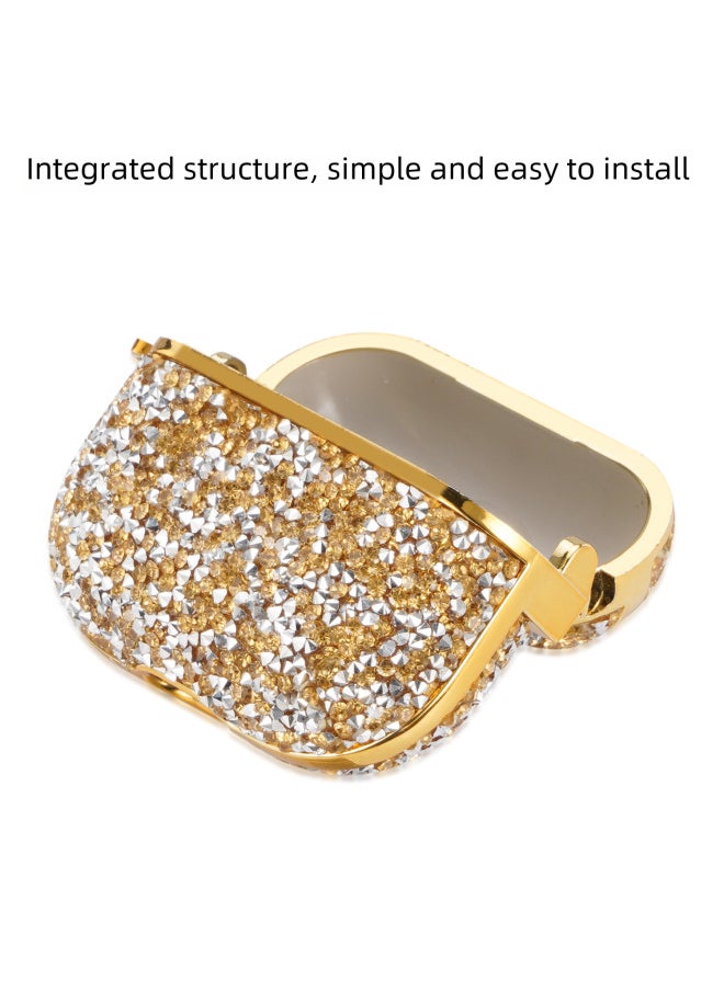 Generic - Applicable To For Apple's Airpods 3 Flash Drill Bluetooth Earphone Case Electroplated Flash Paste Drill Earphone Case-Color:Gold-Applicable Model:Airpods 1/2 (with Package And Hook) - Image 1