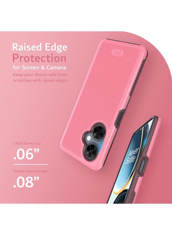 TUDIA DualShield Grip Designed for OnePlus Nord CE 3 Lite 5G Cover (2023), [MergeGrip] Dual Layer Shockproof Slim Military Grade Non-Slip Tough Heavy Duty Protective Phone Case Cover - Smokey Pink - Image 5