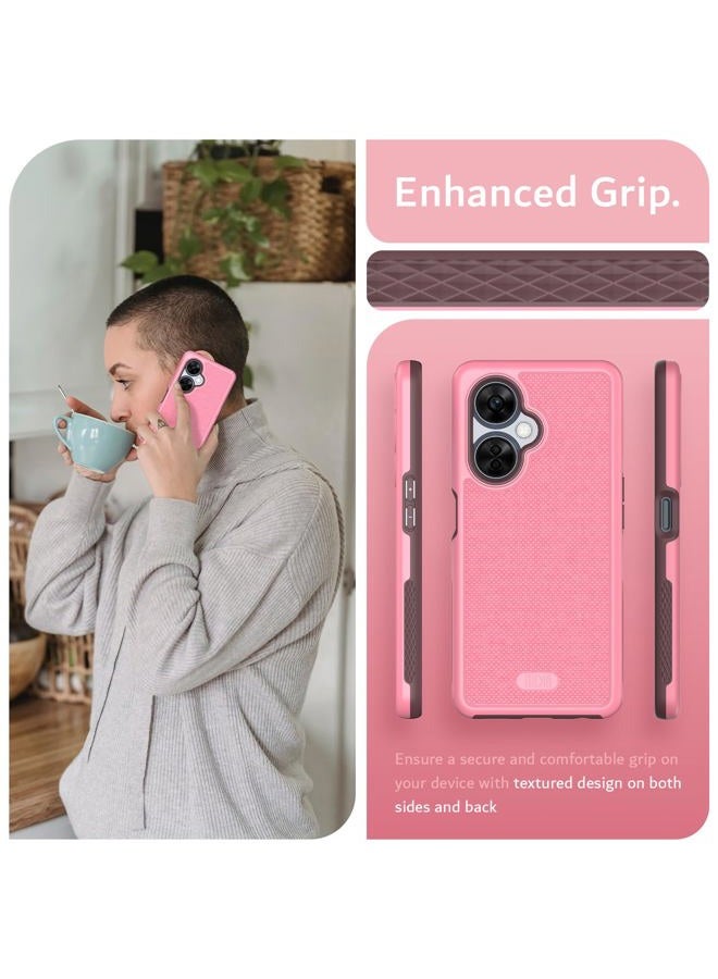 TUDIA DualShield Grip Designed for OnePlus Nord CE 3 Lite 5G Cover (2023), [MergeGrip] Dual Layer Shockproof Slim Military Grade Non-Slip Tough Heavy Duty Protective Phone Case Cover - Smokey Pink - Image 4