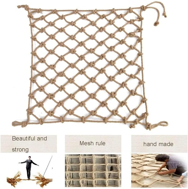 Hemp Rope Net Kids Climbing Safety Netting Balcony Stairs Fence Garden Playground Protection and Decor Net 1㎡ Climbing Safety net(4mm/8cm) - Image 4