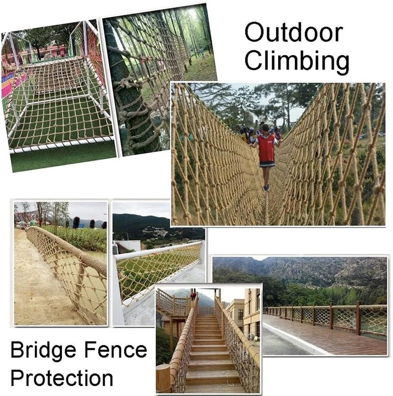 Hemp Rope Net Kids Climbing Safety Netting Balcony Stairs Fence Garden Playground Protection and Decor Net 1㎡ Climbing Safety net(4mm/8cm) - Image 3
