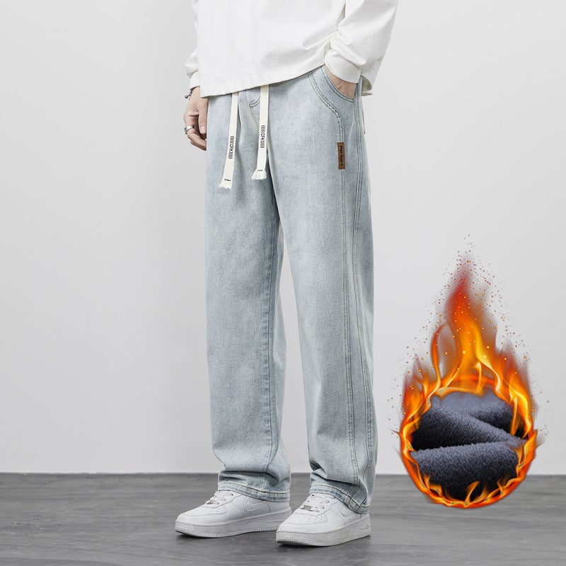 Jeans Men'S 2024 Spring New Fashion Brand American High Street Loose Straight Casual Wide Leg Long Pants For Boys - Image 1