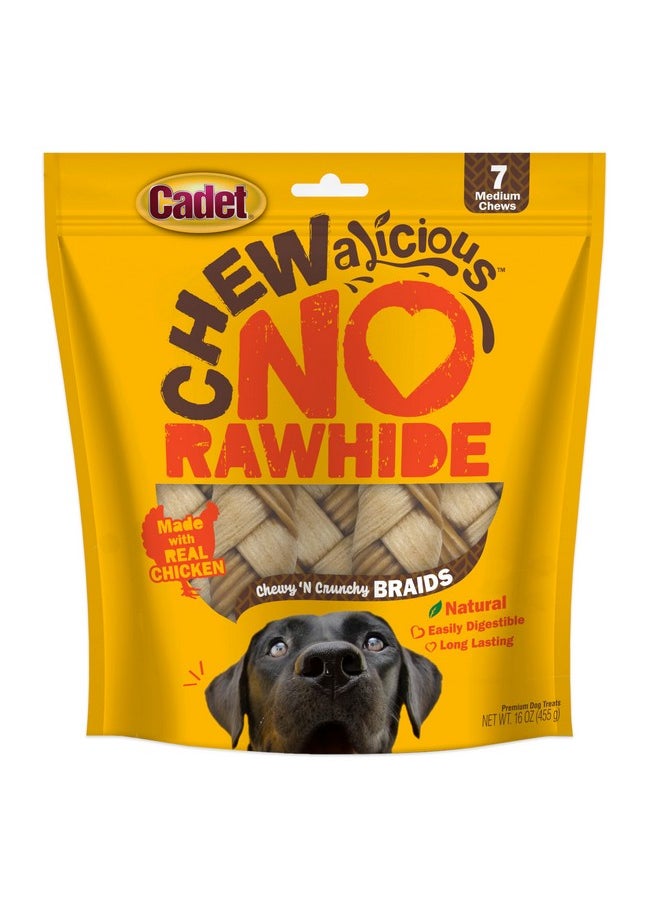 Cadet Cadet Chewalicious Chewy 'N Crunchy Braid Dog Treats, Limited Ingredient, Rawhide-Free, Long-Lasting Chews for Dogs Made with Real Chicken, 7 Count  - Image 1