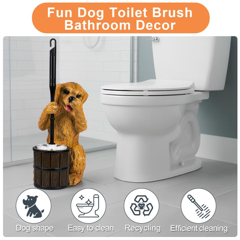 ZQQLITE Toilet Brush Holder Set for Bathroom Super Cute Dog Base Solidly Toilet Bowl Brush and Holder Flexible and Durable Style Stylish Toilet Cleaner Brush Saving Storage Space Toilet Brushes for Bathroom - Image 2