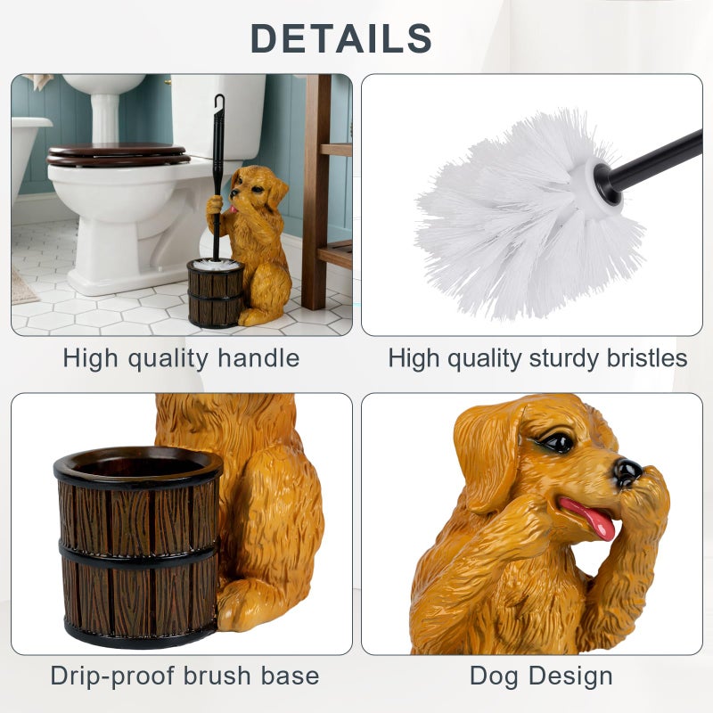 ZQQLITE Toilet Brush Holder Set for Bathroom Super Cute Dog Base Solidly Toilet Bowl Brush and Holder Flexible and Durable Style Stylish Toilet Cleaner Brush Saving Storage Space Toilet Brushes for Bathroom - Image 5