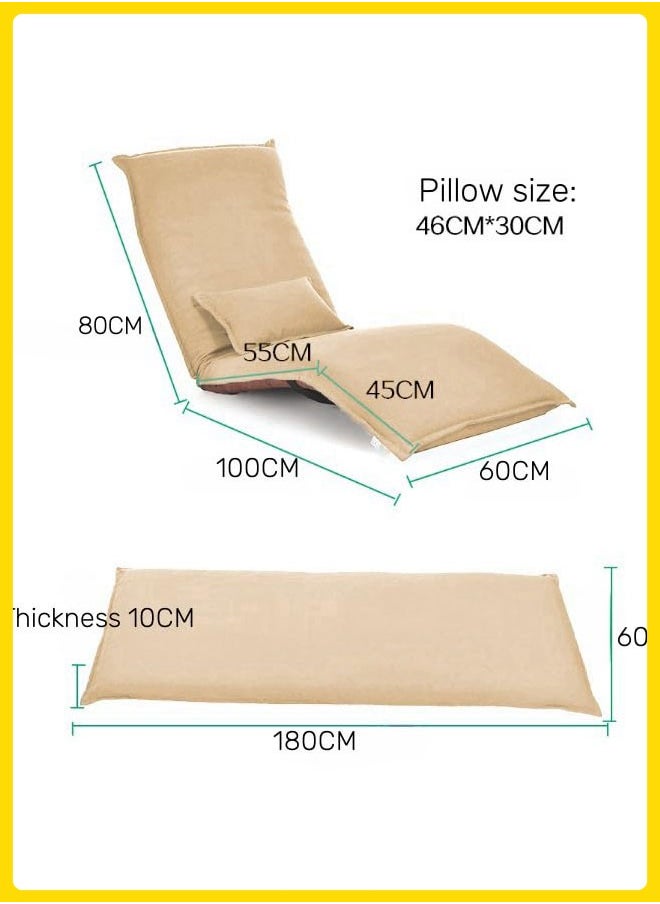 Generic - Foldable Floor Lazy Sofa with Pillow, Indoor Chaise Lounge with 5 Adjustable Positions, Adjustable Back Support & Footrest, Video Gaming Chair for Home, Office, Reading, Watching (Coffee) - Image 1