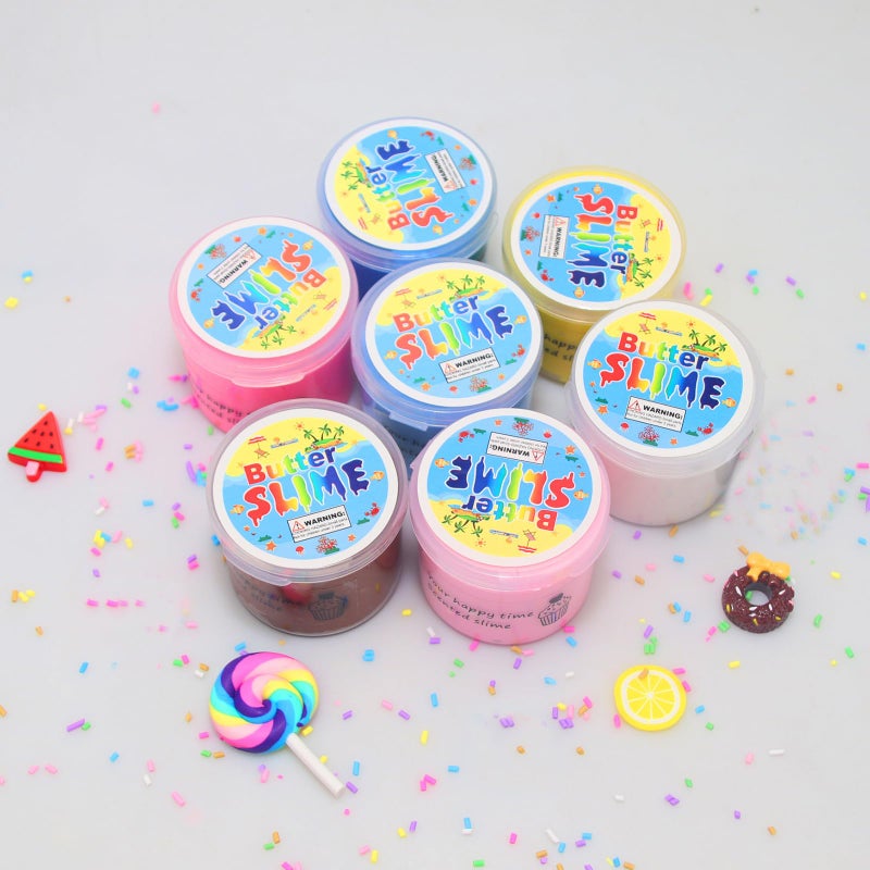 ZONEWAY 7 Pack Cake Butter Slime Kits, Soft and Non-Sticky Slime Kit Party Favors for Girls and Boys - Image 2