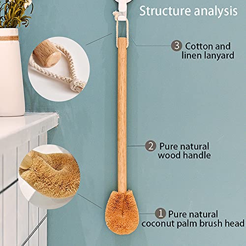BIEAEIA Toilet Brush, Natural Coconut Fibre Brush Head and Rubber Wood Handle, Great for Bathroom - Image 3