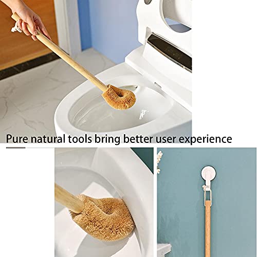 BIEAEIA Toilet Brush, Natural Coconut Fibre Brush Head and Rubber Wood Handle, Great for Bathroom - Image 5