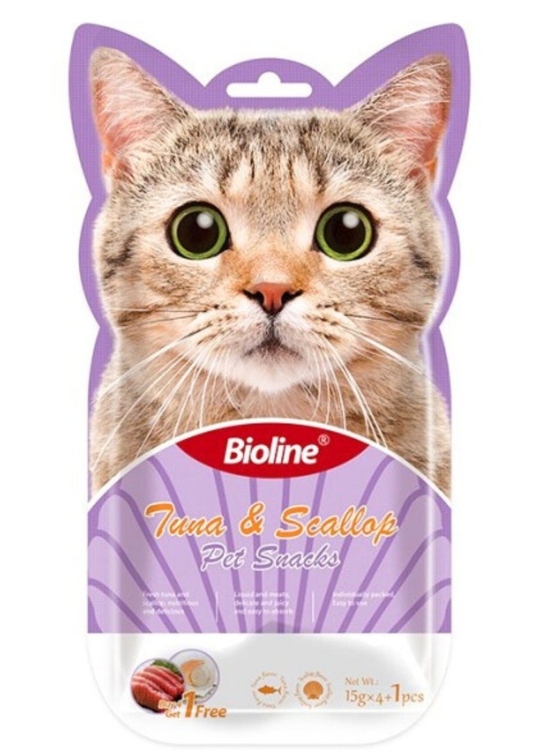بايولاين حلوى القطط - 5×15 جم [النكهة - التونا والإسكالوب] - Image 3