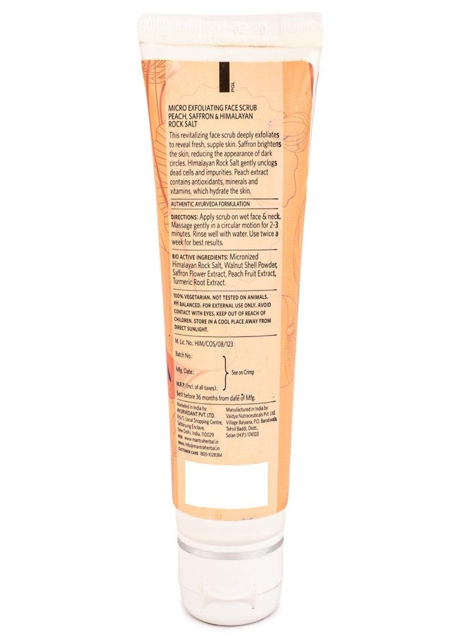 Mantra Herbal Peach, Saffron and Himalayan Rock Salt Micro Exfoliating Face Scrub - 50 ml | Exfoliates Black Heads & Dead Skin or Gives Instant Glow - Image 2