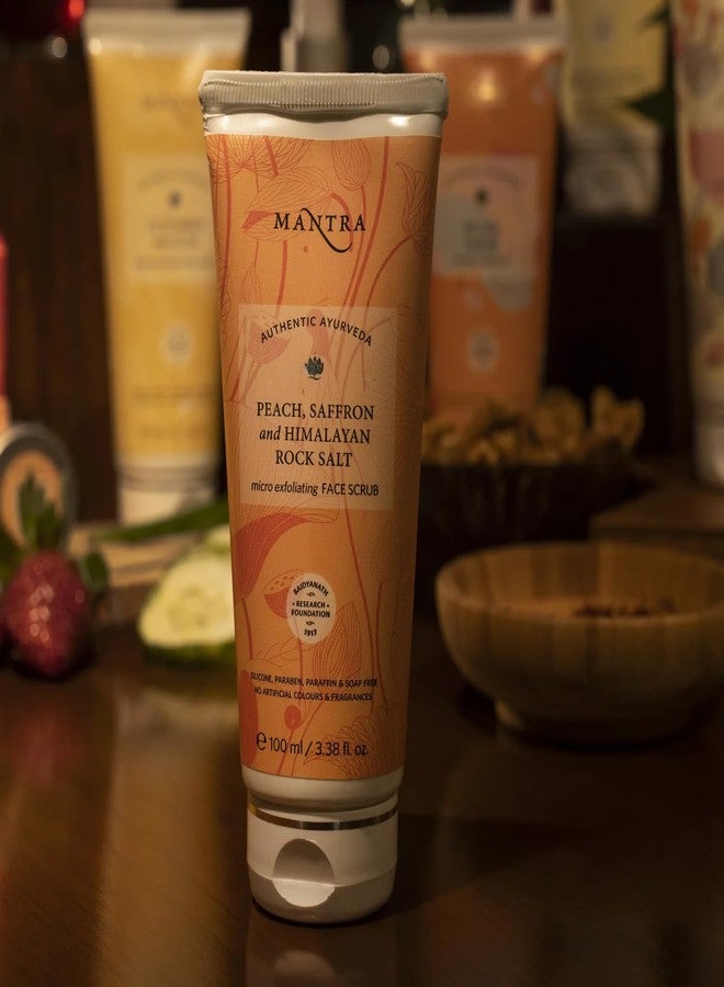 Mantra Herbal Peach, Saffron and Himalayan Rock Salt Micro Exfoliating Face Scrub - 50 ml | Exfoliates Black Heads & Dead Skin or Gives Instant Glow - Image 3