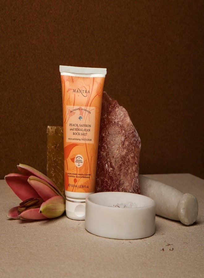 Mantra Herbal Peach, Saffron and Himalayan Rock Salt Micro Exfoliating Face Scrub - 50 ml | Exfoliates Black Heads & Dead Skin or Gives Instant Glow - Image 4