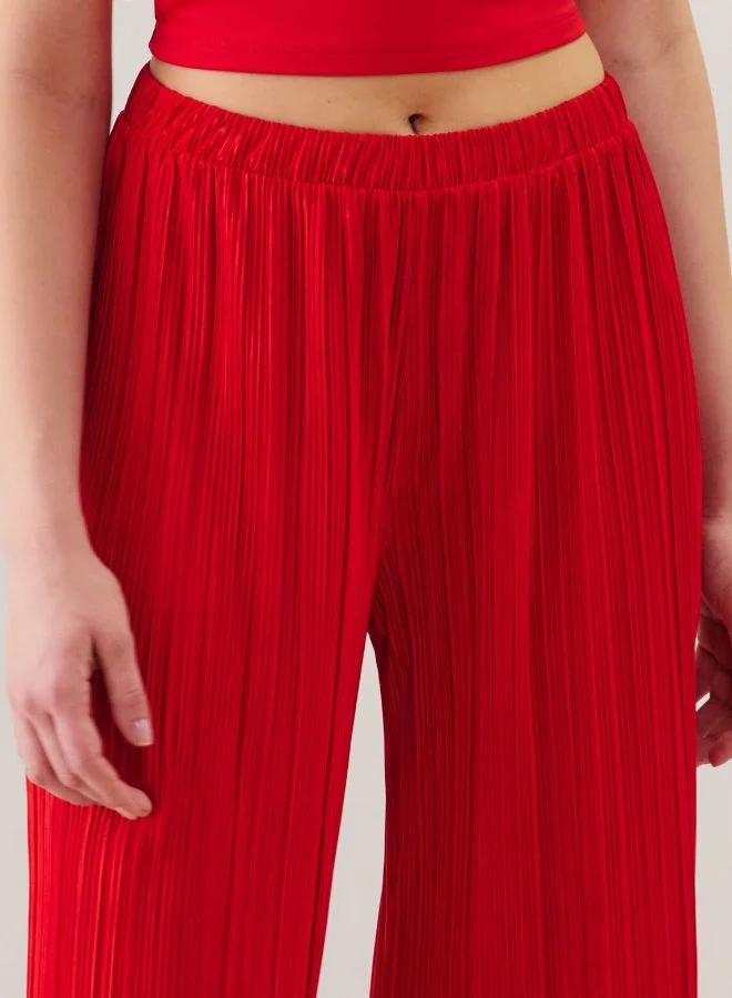 UNDIZ Pleated wide-leg trousers Red