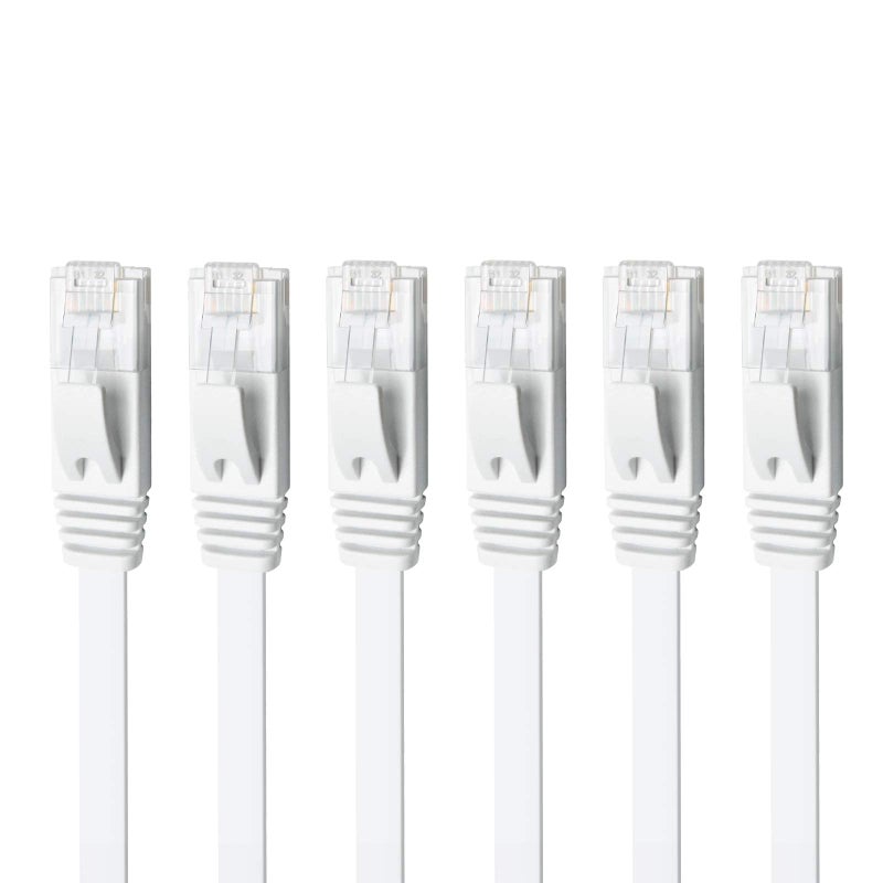 Yauhody CAT 6 Ethernet Cable 10ft 6Pack White High Speed Solid Flat CAT6 Gigabit Internet Network LAN Patch Cords Bare Copper Snagless RJ45 Connector for Modem Router Computer10ft6PackWhite - Image 2