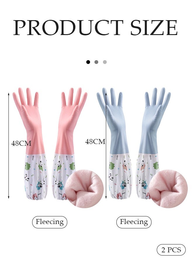 DUNISO - 2 Pairs Household Cleaning Gloves Dishwashing Cleaning Gloves,Waterproof Household Kitchen Dishwashing Glove,Non-Slip Laundry Kitchen Gardening Household Gloves - Image 1